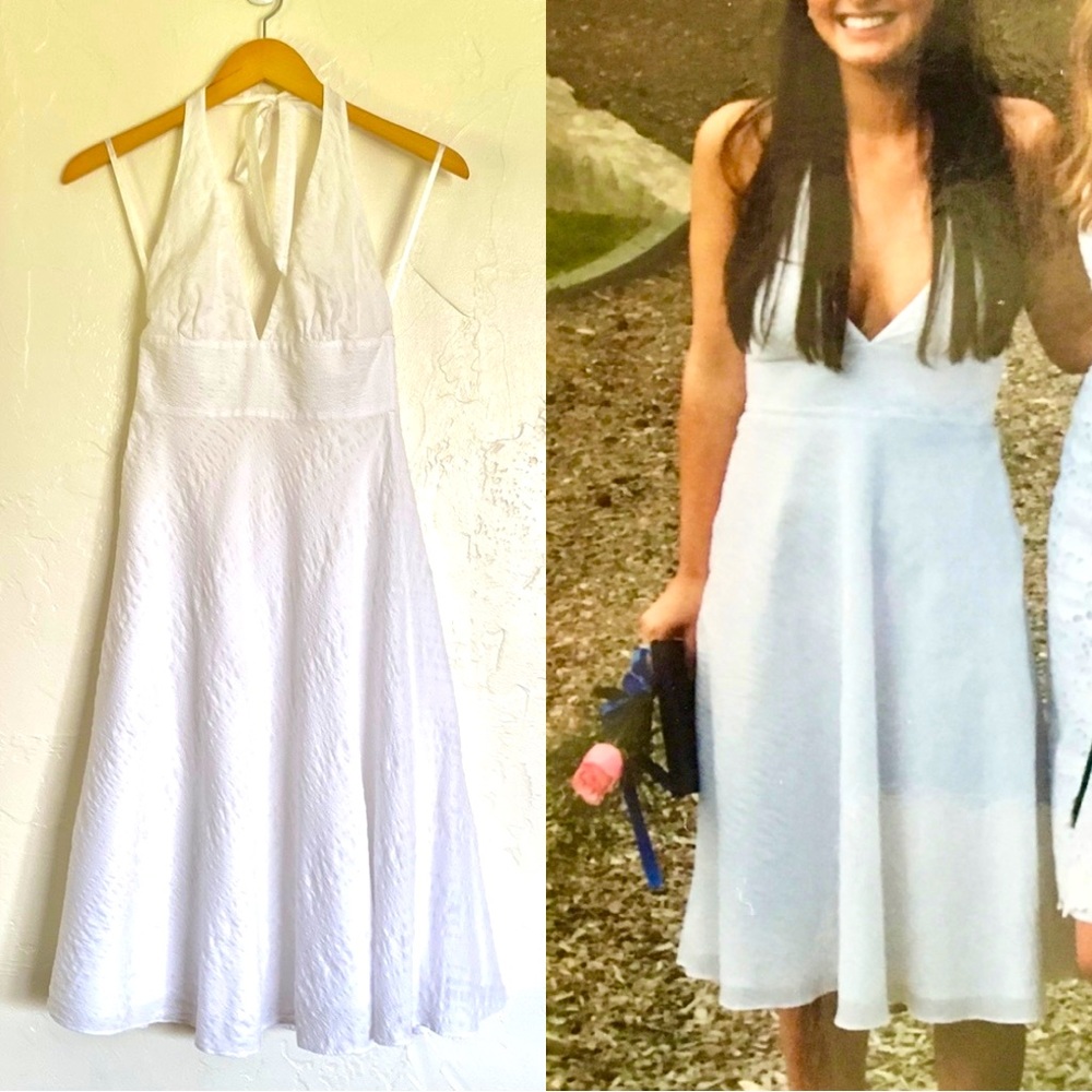 J. Crew White 100% Cotton Tie Halter Dress Petite Size 2